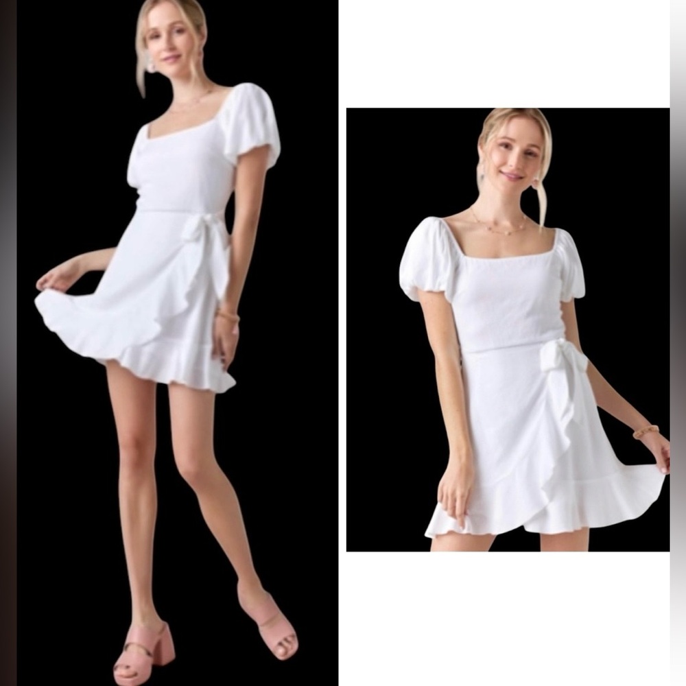 Francesca's NWT Mariabella Bow Waist Mini Wrap Dress - White women’s size S